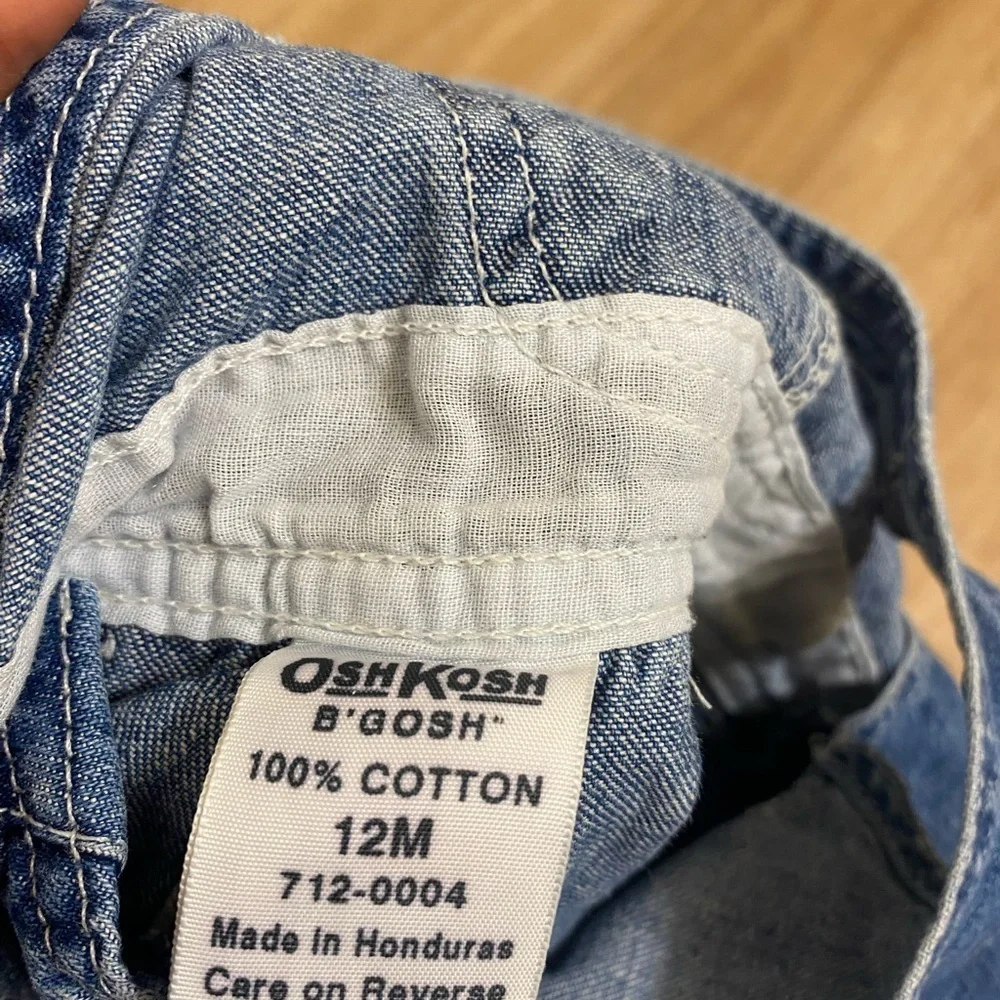 Vintage OshKosh B'gosh Blue Denim Overalls and Colorful Plaid Skirt